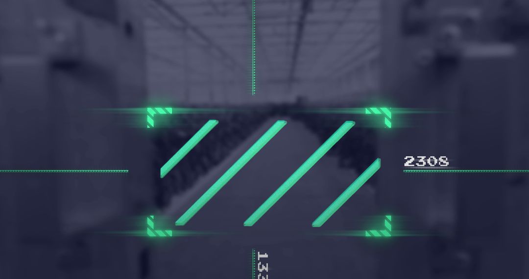 Futuristic Green Scanner Interface on Office Background