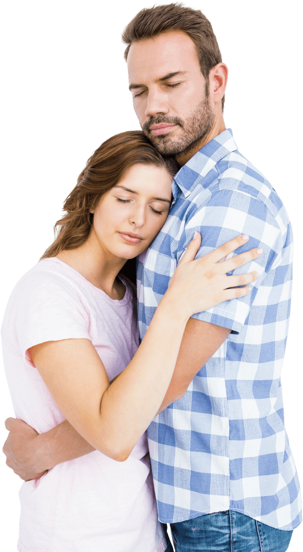 Transparent Close-Up Calm Romantic Couple Hugging