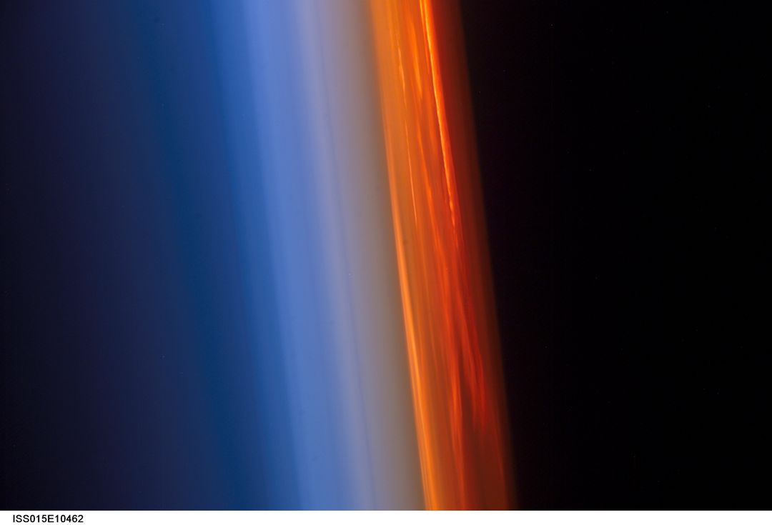 Profile of Atmosphere with Setting Sun from International Space Station - Free Images, Stock Photos and Pictures on Pikwizard.com