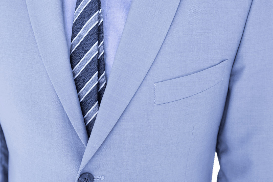 Midsection of Businessman Showing Modern Blue Suit and Tie on Transparent Background