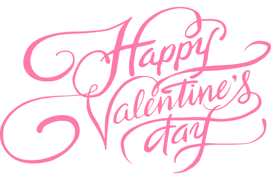 Pink Happy Valentine's Day Typography on Transparent Background