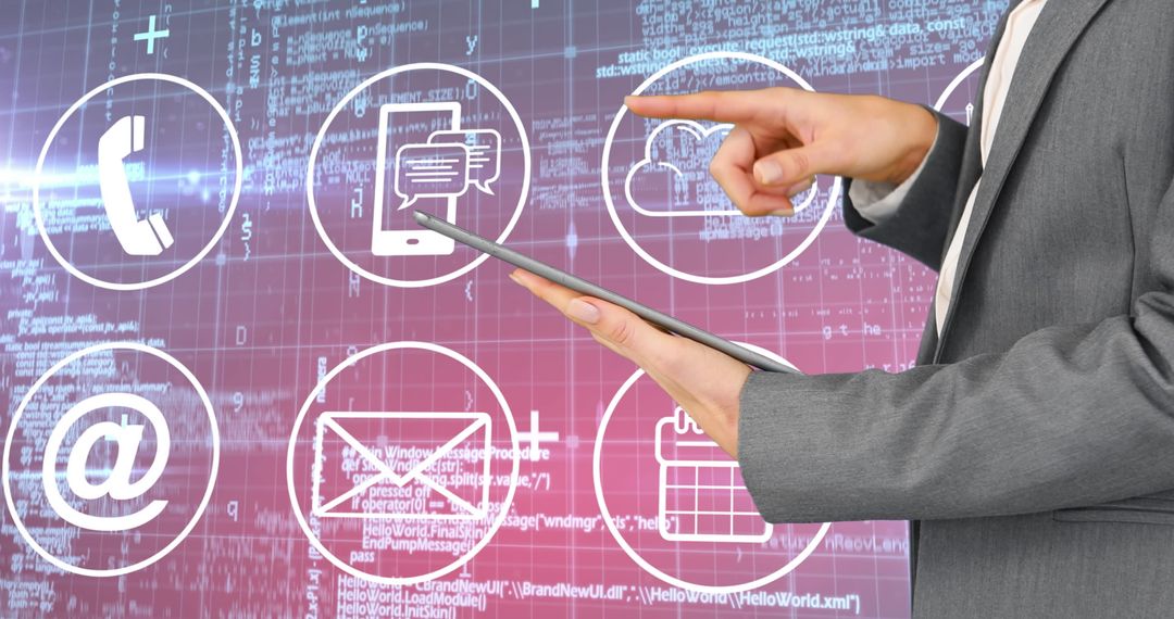 Businessman Engaging with High-Tech Digital Interface for Networking