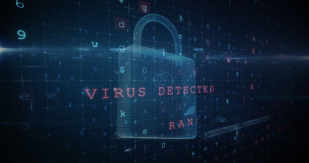 Digital Lock Representing Cybersecurity and Virus Threat