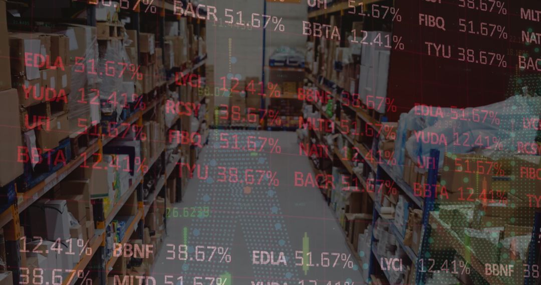 Financial Data Visualization in Empty Warehouse Background