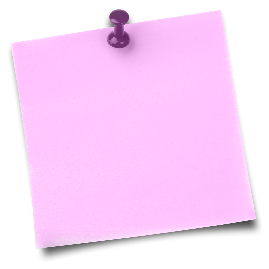 Pink Adhesive Note with Purple Thumbtack on Transparent Background - Download Free Stock Images Pikwizard.com