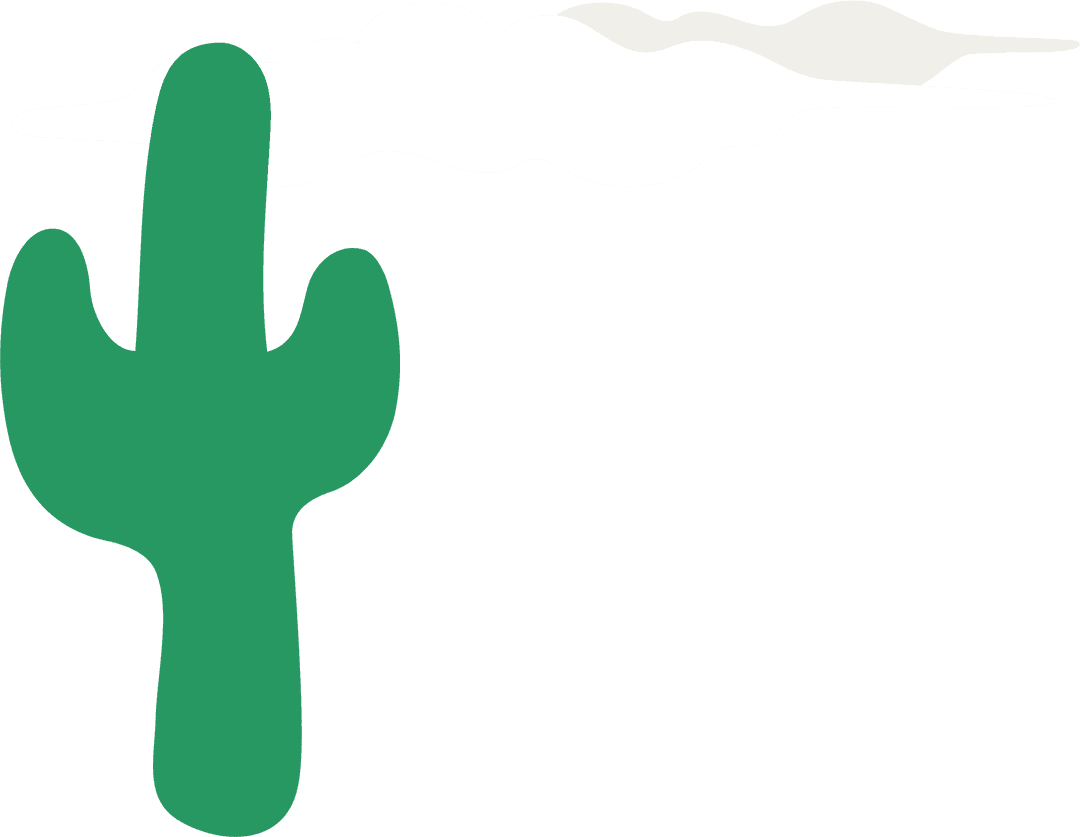Minimalist Cactus and White Cloud Illustration on Transparent Background