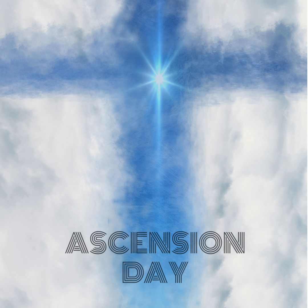 Ascension Day Celebration with Cross in Cloudy Sky