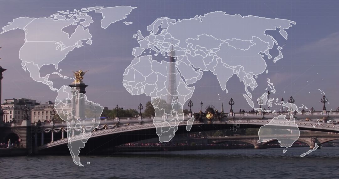 Global Data Overlay on Cityscape Reflecting International Connections