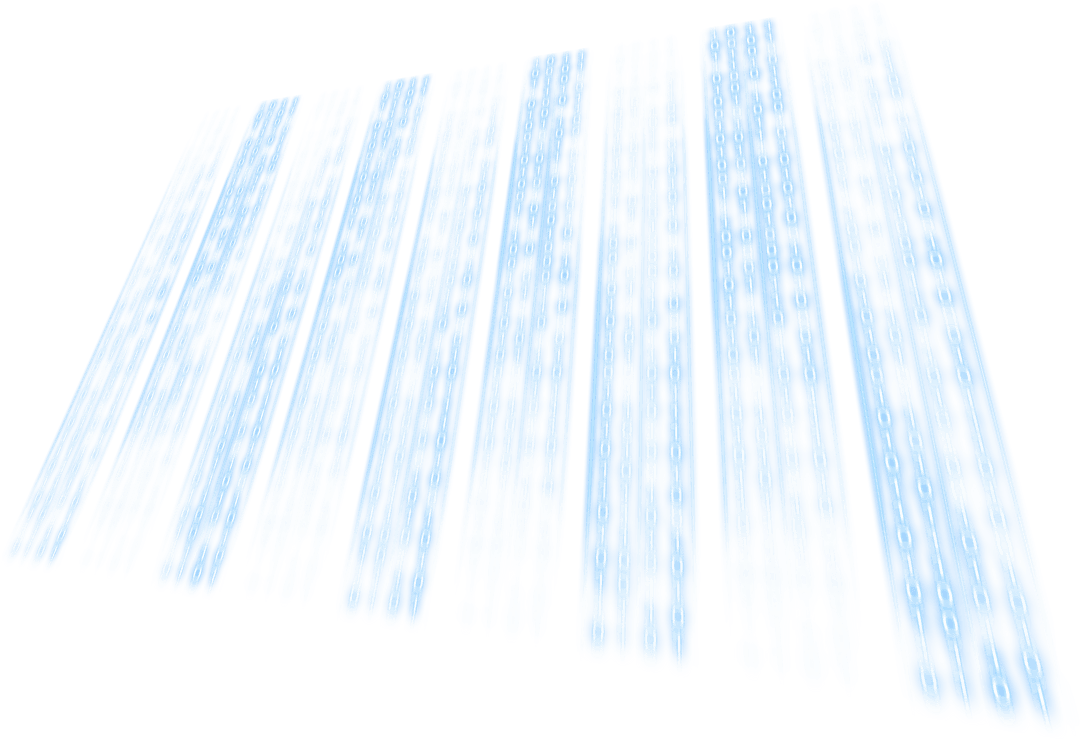 Transparent Digital Binary Panels with Vivid Neon Glow