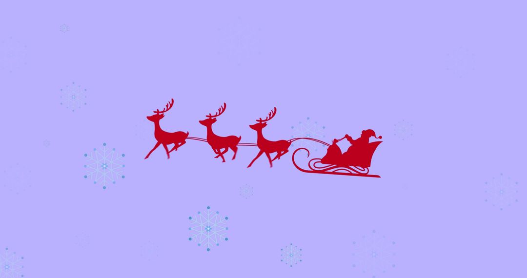 Santa Claus in Sleigh with Reindeer on Winter Clouds and Snowflakes - Free Images, Stock Photos and Pictures on Pikwizard.com