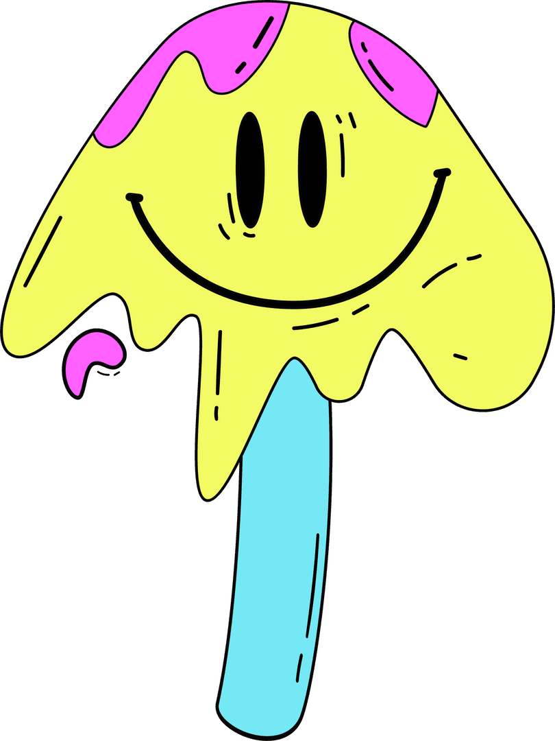 Whimsical Smiling Popsicle Melting on Transparent Background