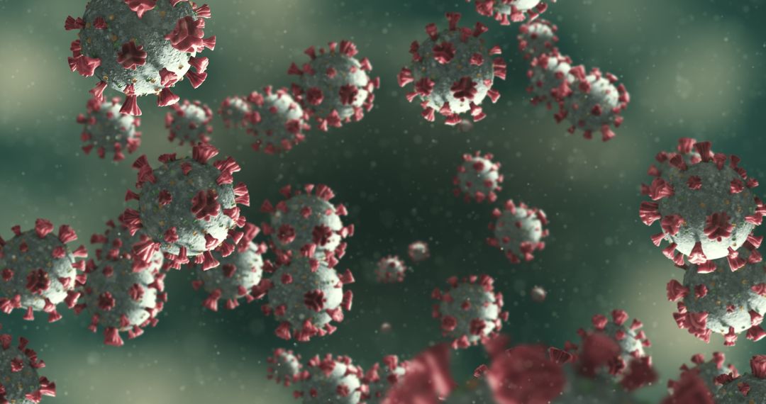 Close-Up View of Floatings Coronavirus Covid-19 in Motion