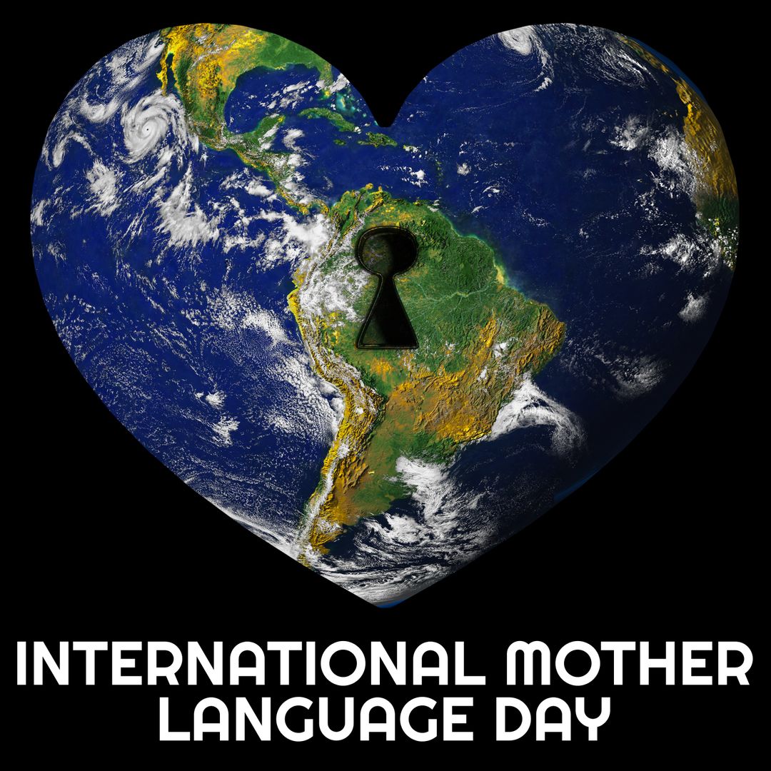 Heart-Shaped Earth with Keyhole on International Mother Language Day