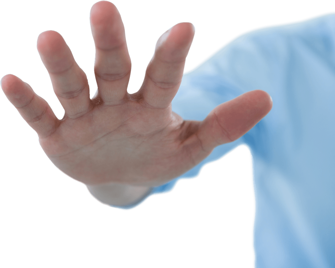 Businessman Hand Stopping Gesture on Transparent Background