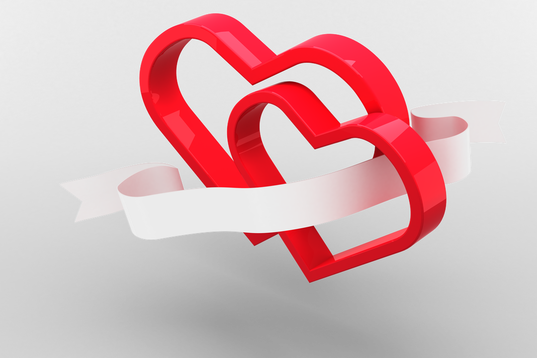 Red Hearts with Ribbon Isolated on Transparent Background - Download Free Stock Images Pikwizard.com