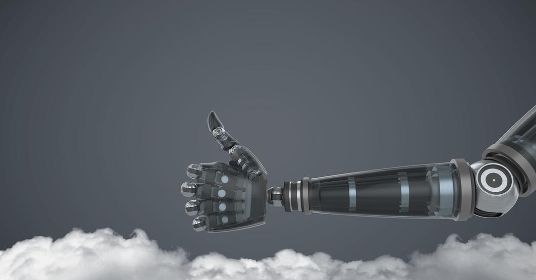Android Robot Hand Giving Thumbs Up Above Clouds - Free Images, Stock Photos and Pictures on Pikwizard.com