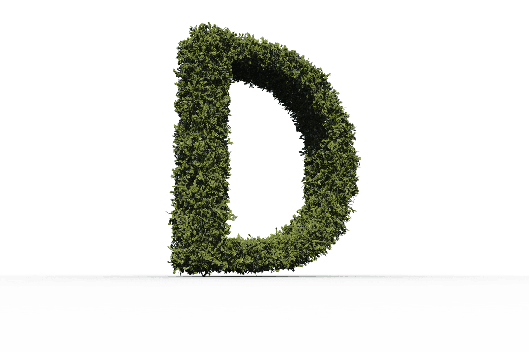 Transparent D Letter Formed by Lush Grass