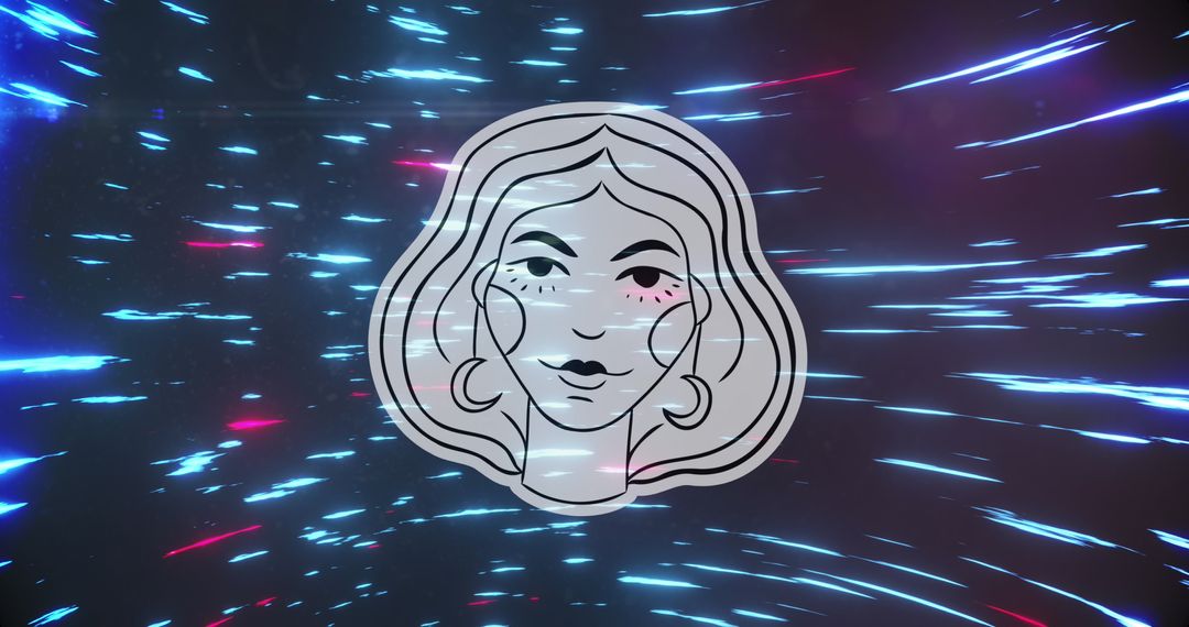 Cosmic Fusion: Female Icon Amidst Dynamic Light Trails