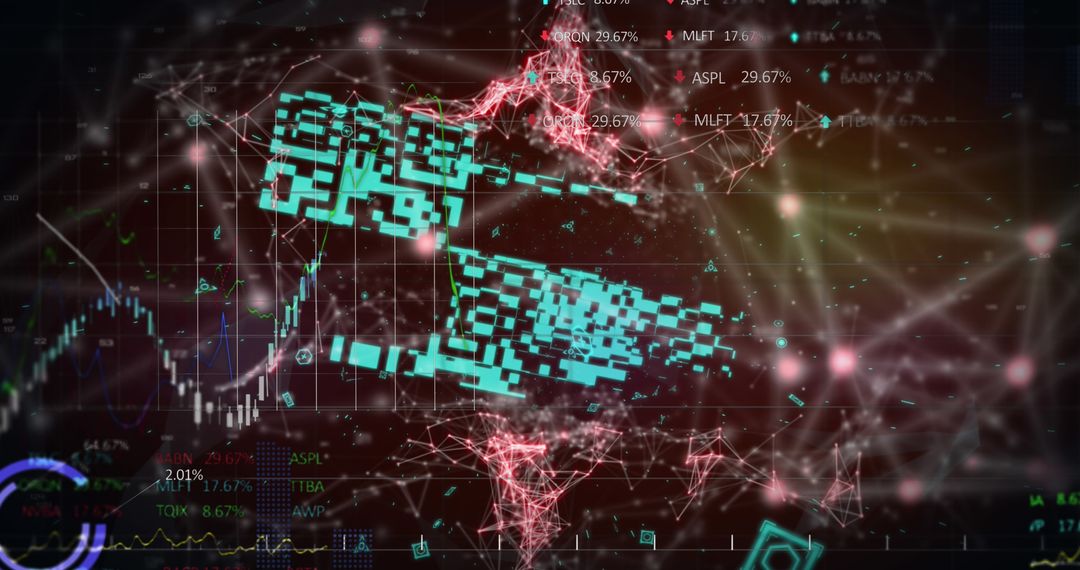 Futuristic Data Processing with QR Code Overlay