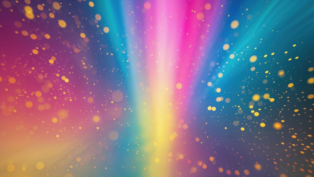 Vibrant Neon Light Beams with Bokeh Sparks