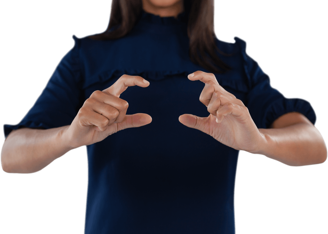 Businesswoman Creating Transparent Virtual Frame