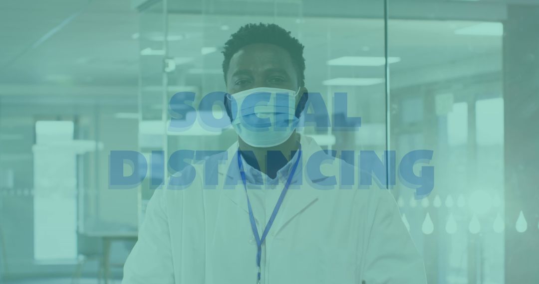 Healthcare Professional Emphasizing Social Distancing in Hospital