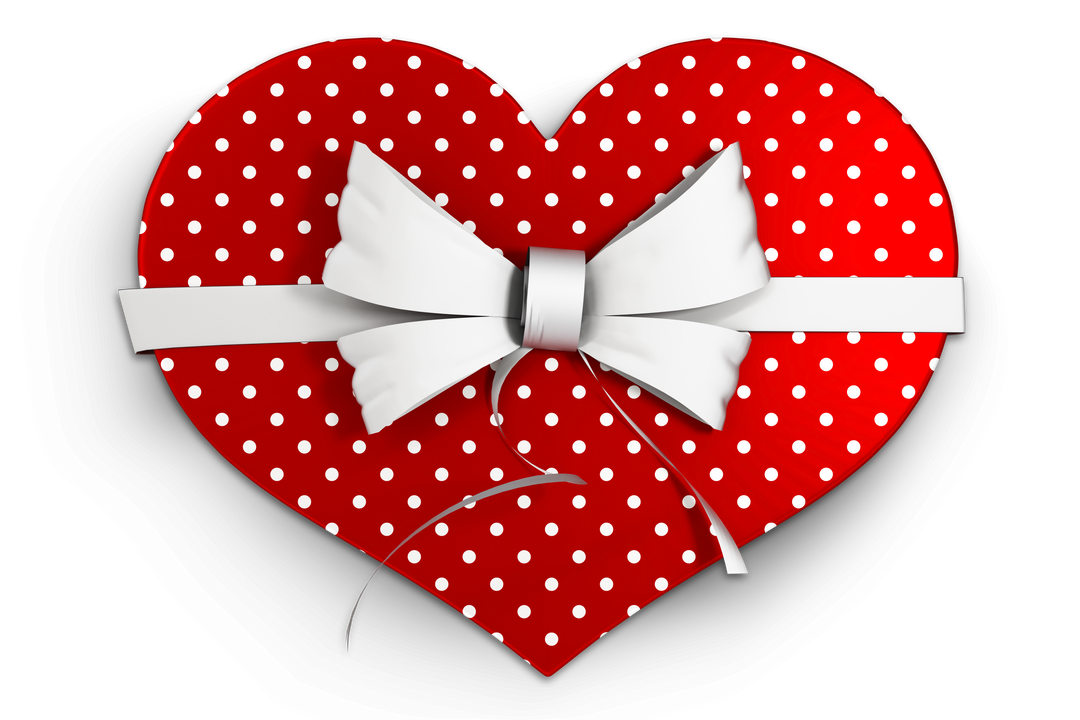 Transparent Red Heart Shaped Gift Box with White Polka Dots and White Ribbon - Download Free Stock Images Pikwizard.com