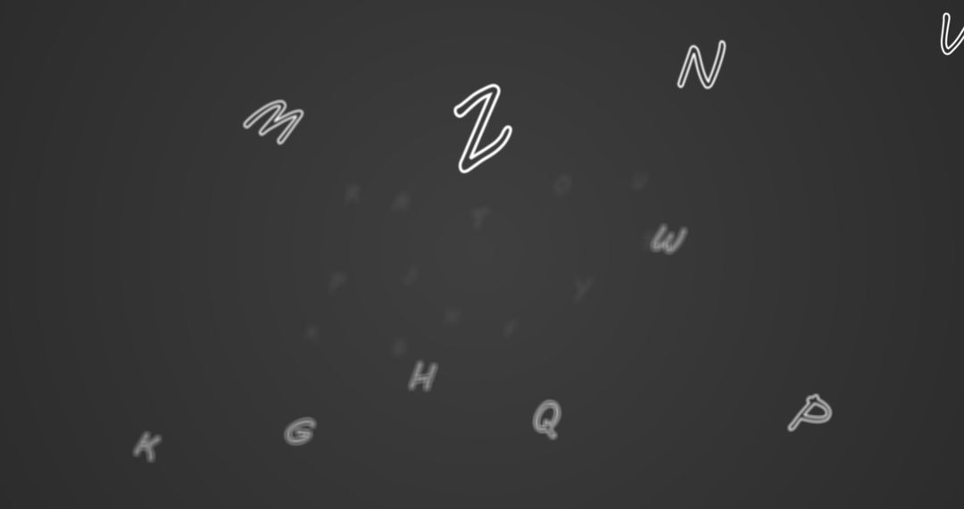 Floating Alphabet Letters in Dark Space Concept