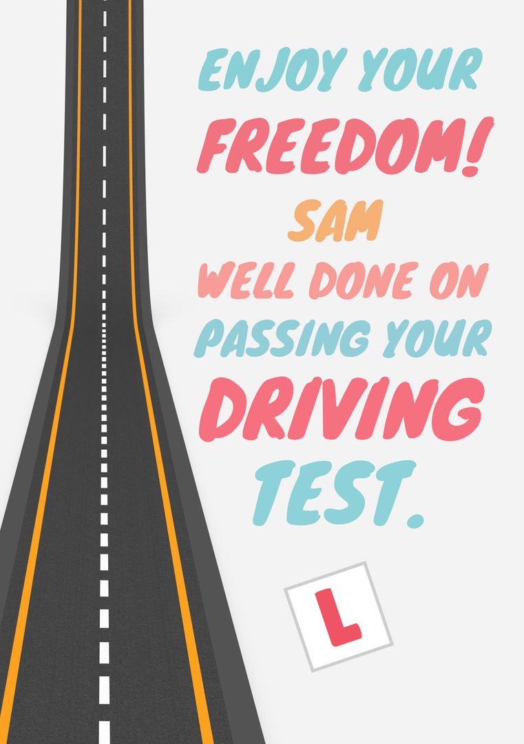 Celebratory Graphic for Passing Driving Test With Road and L Plate - Download Free Stock Templates Pikwizard.com