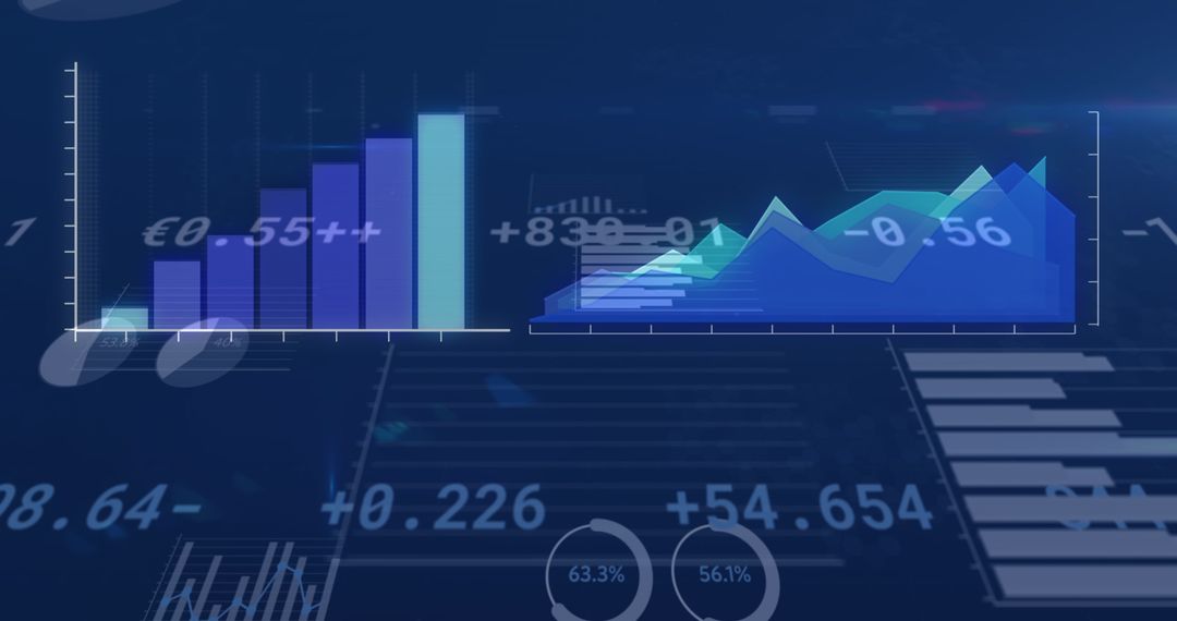Data Analysis Interface with Charts and Statistics on Digital Screen