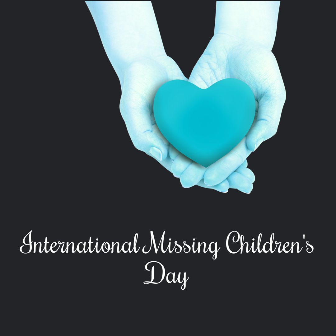 Hands Holding Blue Heart Symbolizing Missing Children Awareness