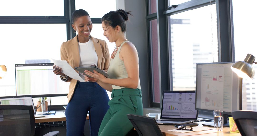 Colleagues Collaborating in Modern Corporate Office