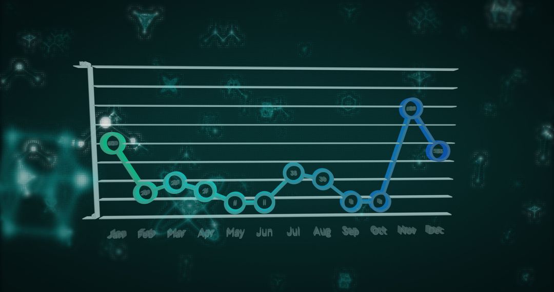 Futuristic Line Chart Analytics on Digital Interface