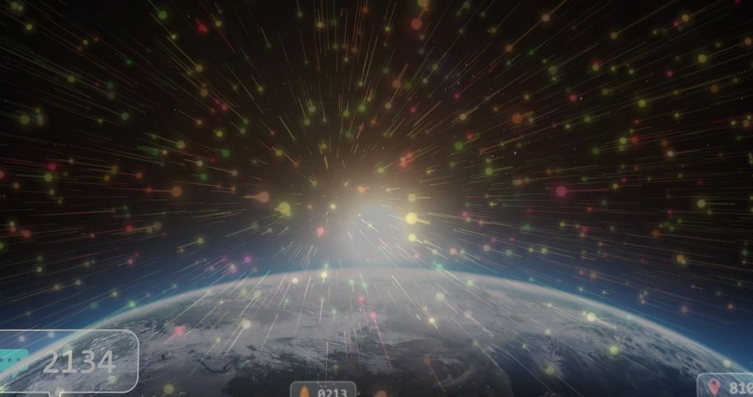 View from Space: Beautifully Illuminated Particle Show Displaying Cosmic Grandeur