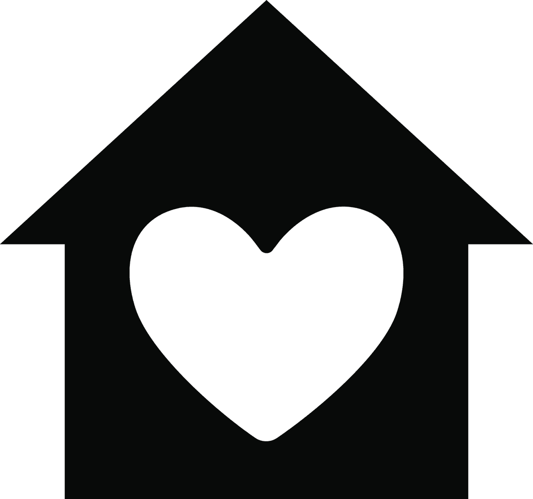 Digital House Silhouette with Heart Symbol on Transparent Background