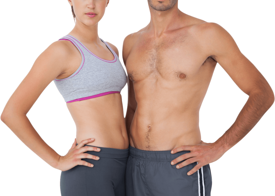 Transparent Fit Couple Mid Section Fitness Exercise