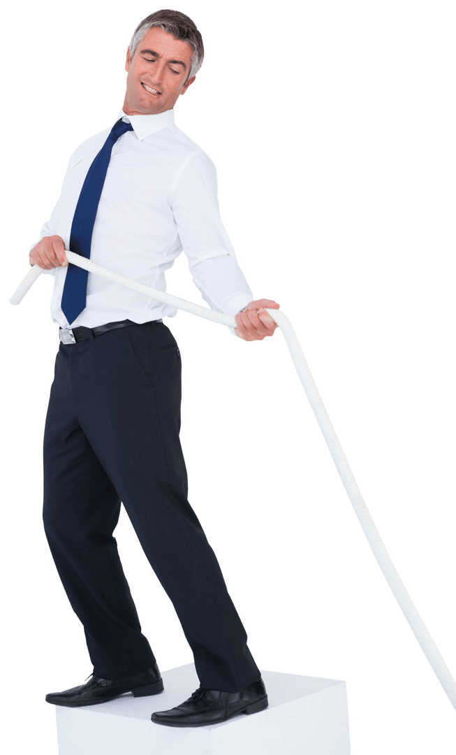 Businessman with Rope in Confident Pose Transparent Background