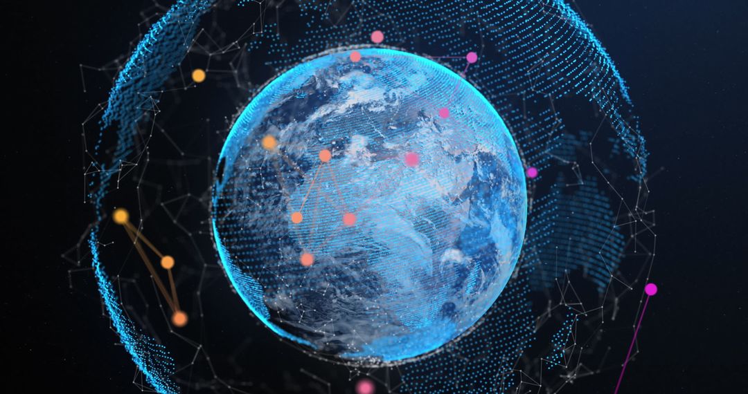 Digital Connection Network Surrounding Globe