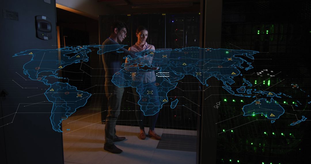 Digital Map Interface Displayed in Server Room
