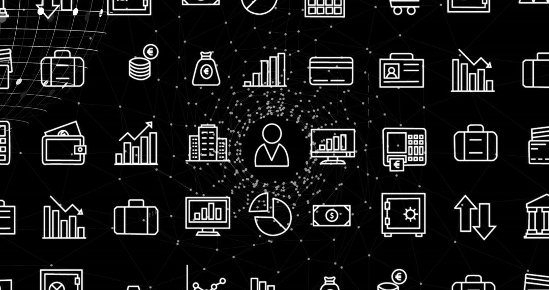 Global Network Connections with Digital Finance Icons
