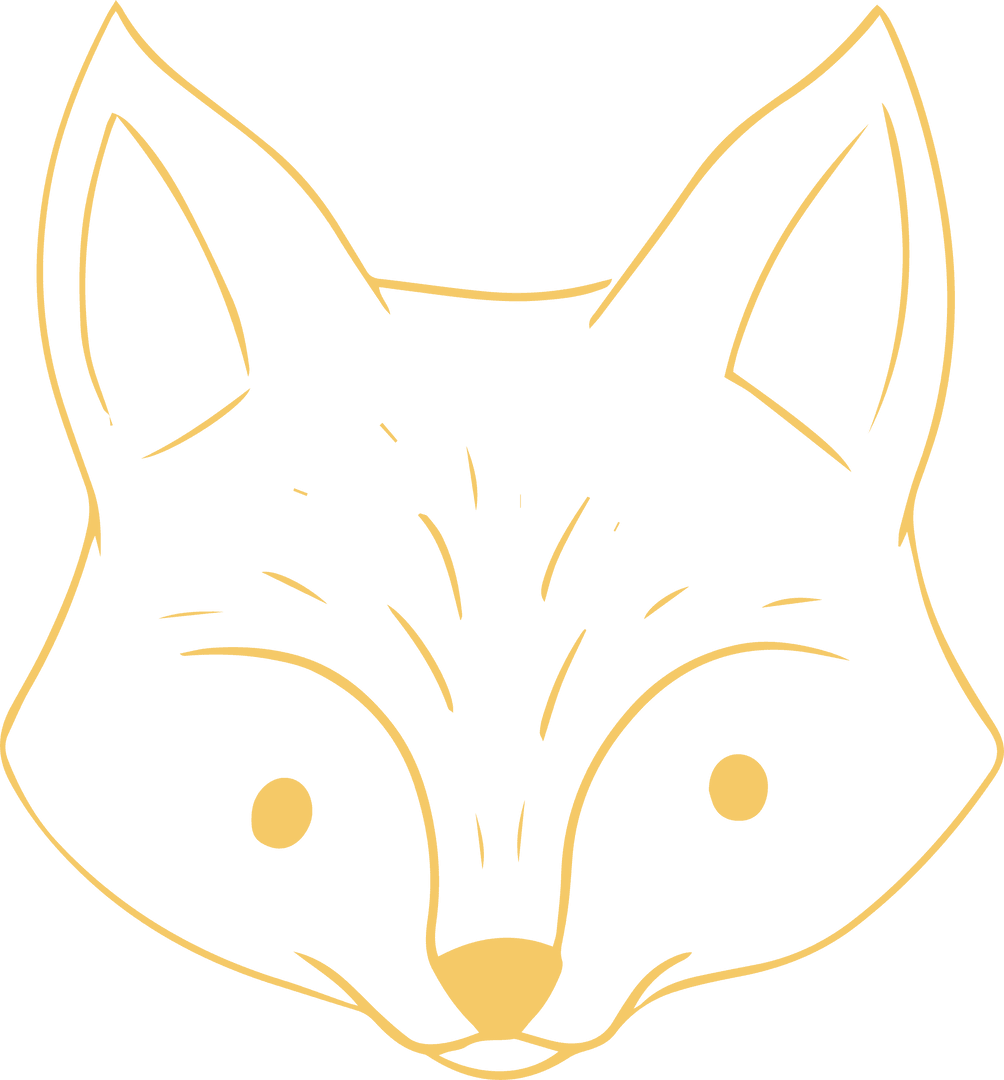 Minimalist Fox Head Illustration with Transparent Background