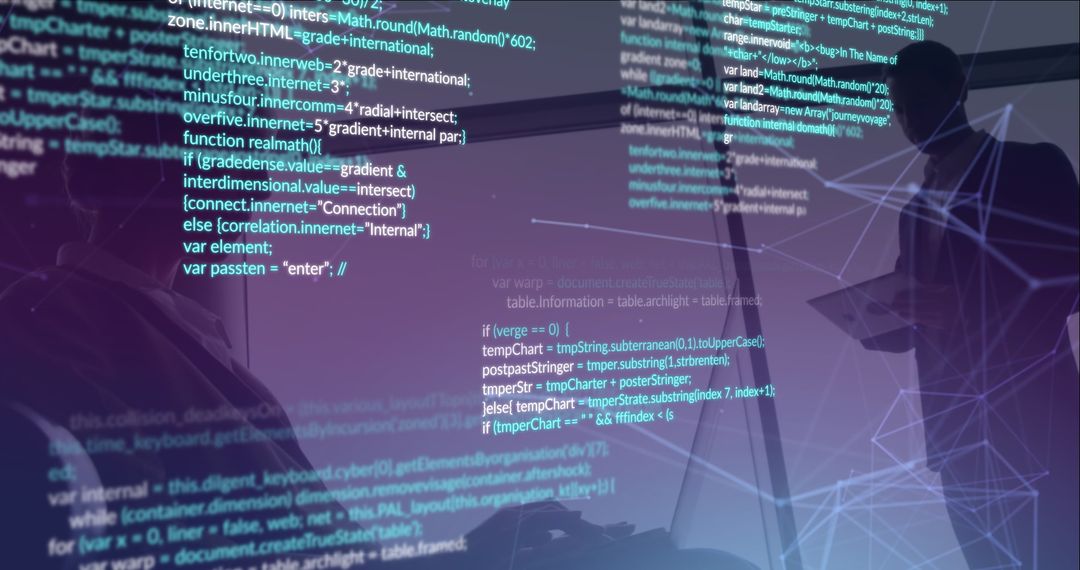 Business Team Collaborating Amidst Digital Data Visualization