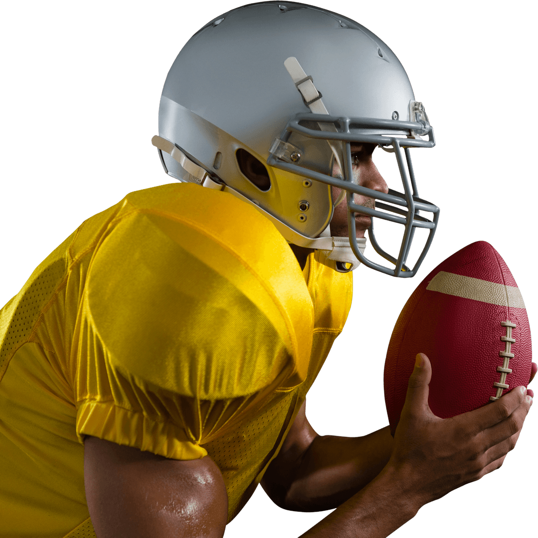 Transparent Determined American Football Player in Yellow Jersey