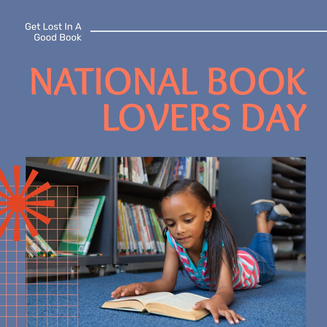National Book Lovers Day Celebrating Young Reader in Library