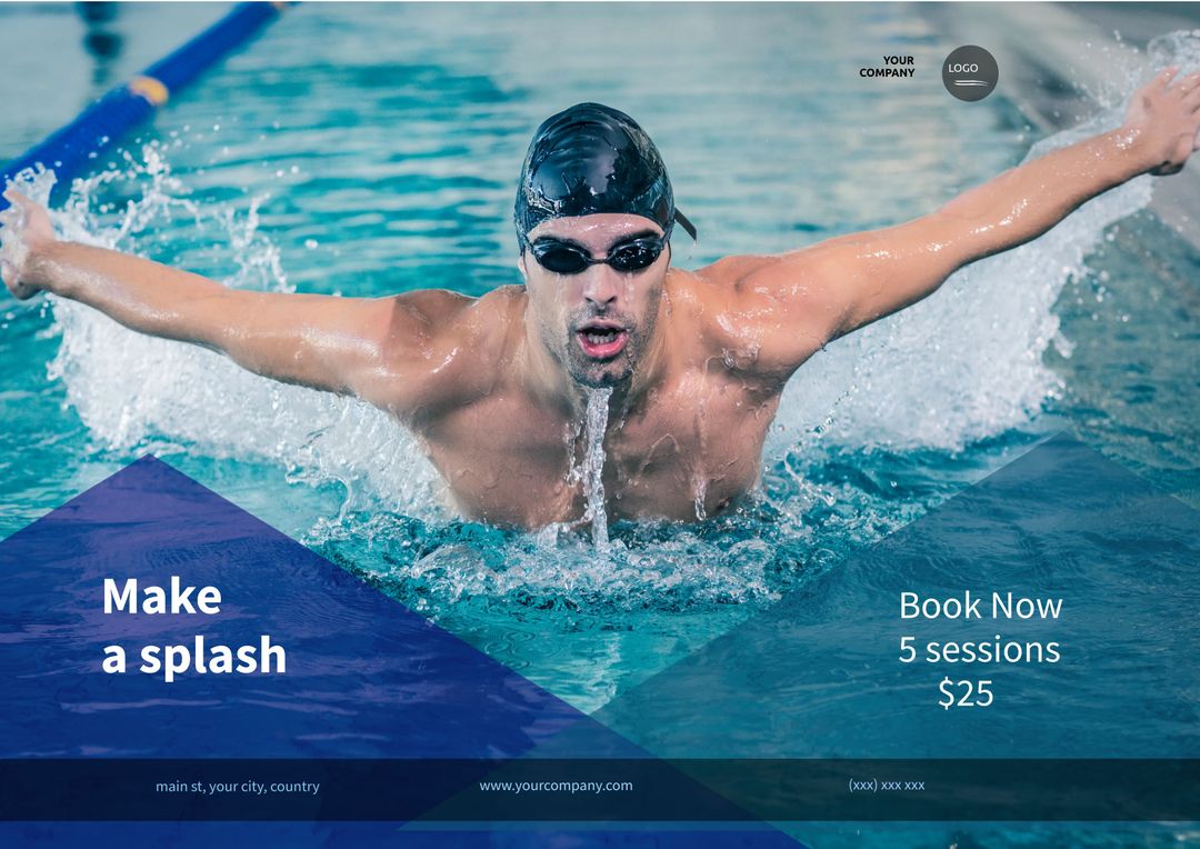 Competitive Swimmer Doing Butterfly Stroke in Indoor Pool - Download Free Stock Templates Pikwizard.com