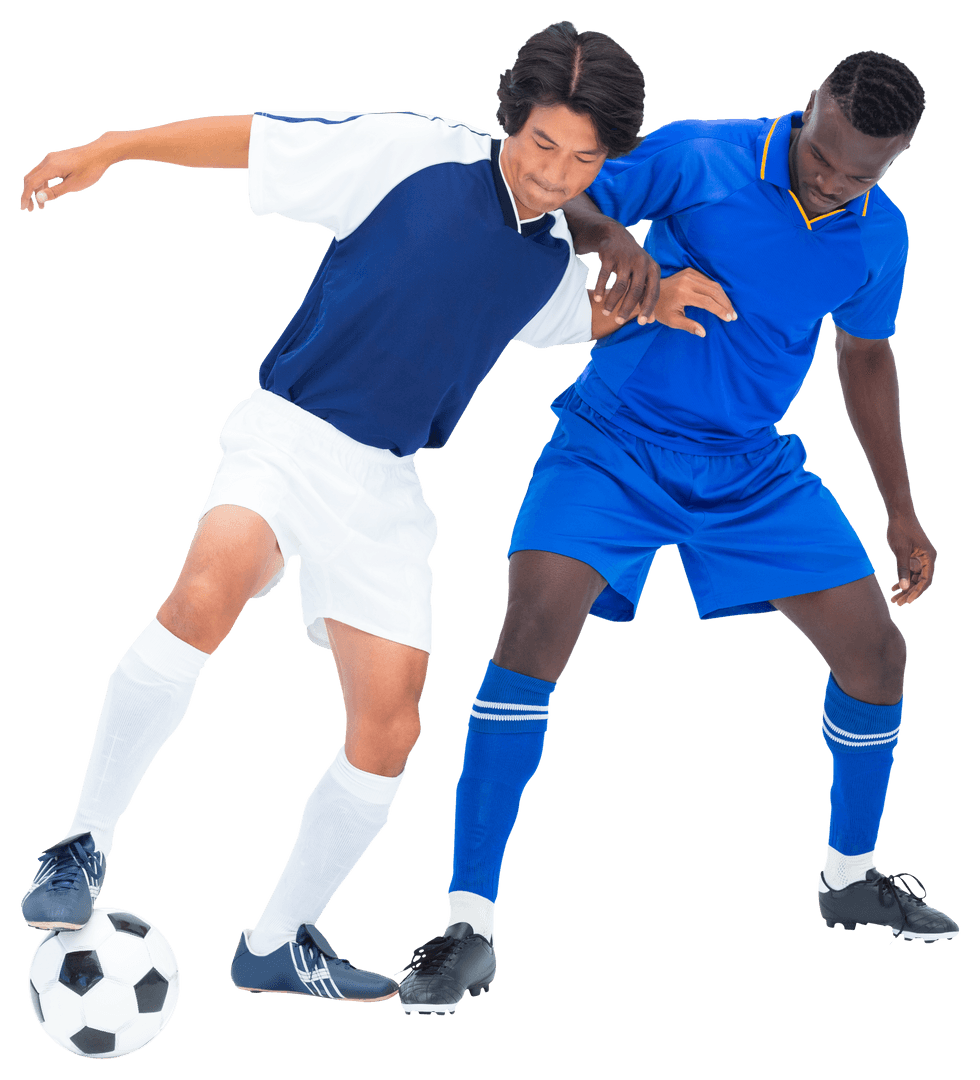 Transparent Two Players Competing Intense Football Tackle