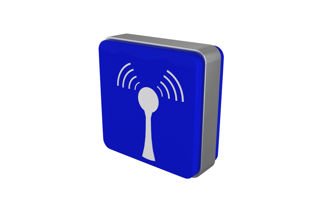 Digital Cube Icon with Radar Symbol on Transparent Background