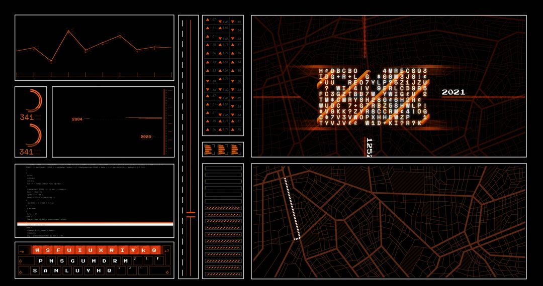 Futuristic Data Dashboard Interface with Digital Connections