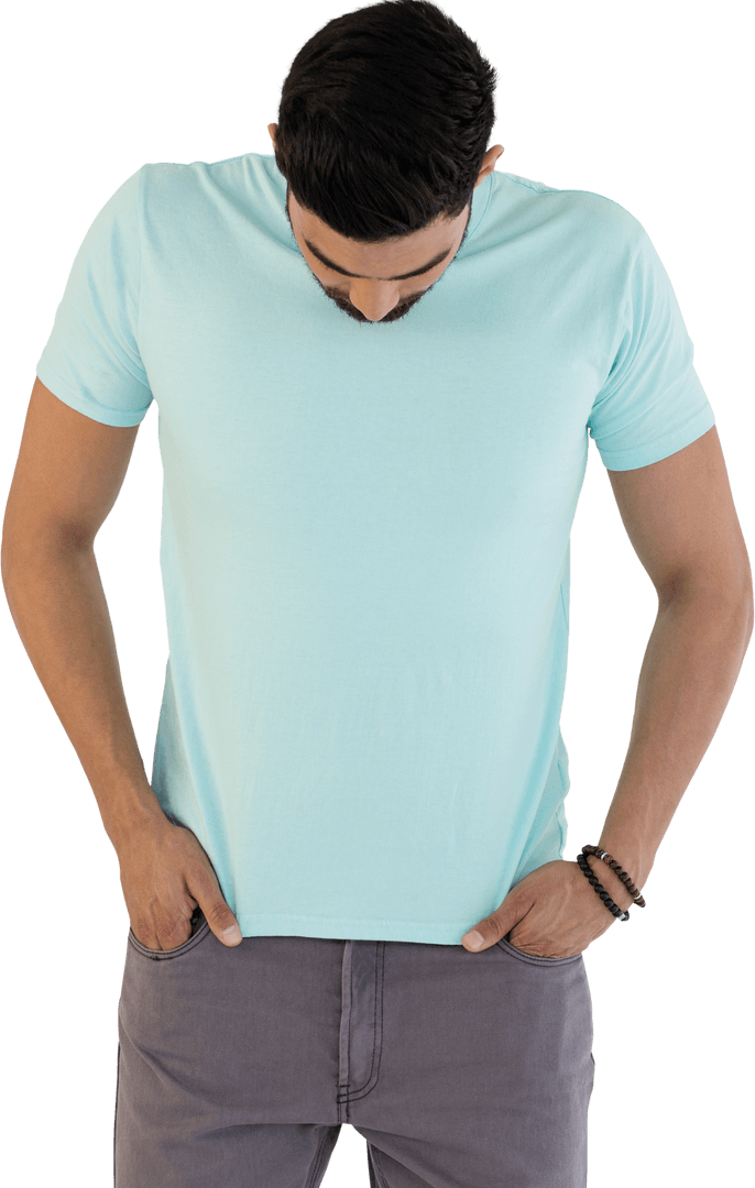 Transparent Background Casual Style Focuses on Blue T-Shirt