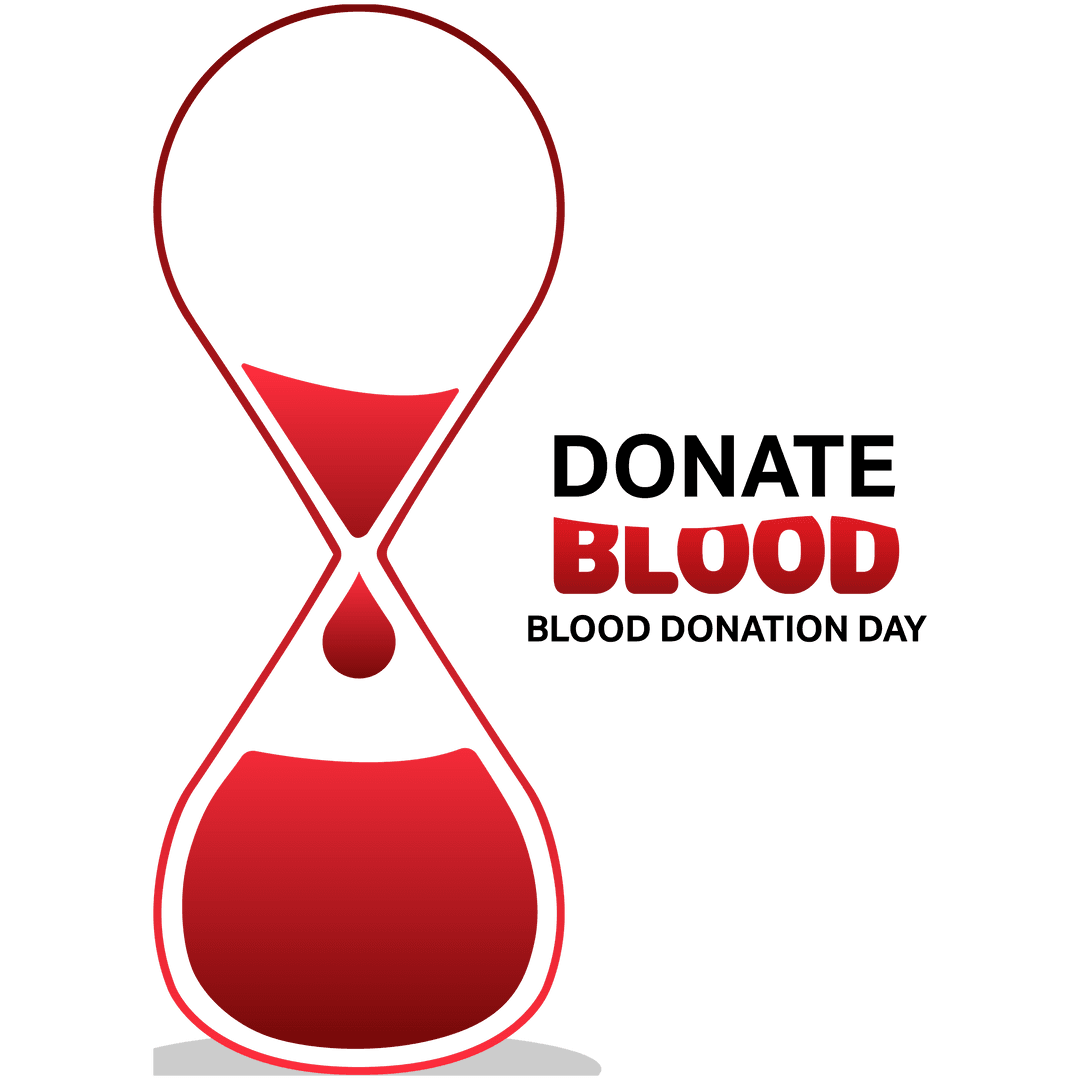 Transparent Hourglass Icon with Donate Blood Text for Awareness